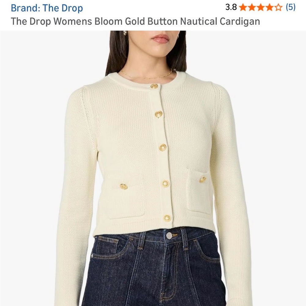 NWT ladies The Drop Bloom gold button nautical Cardigan size medium - Picture 8 of 11